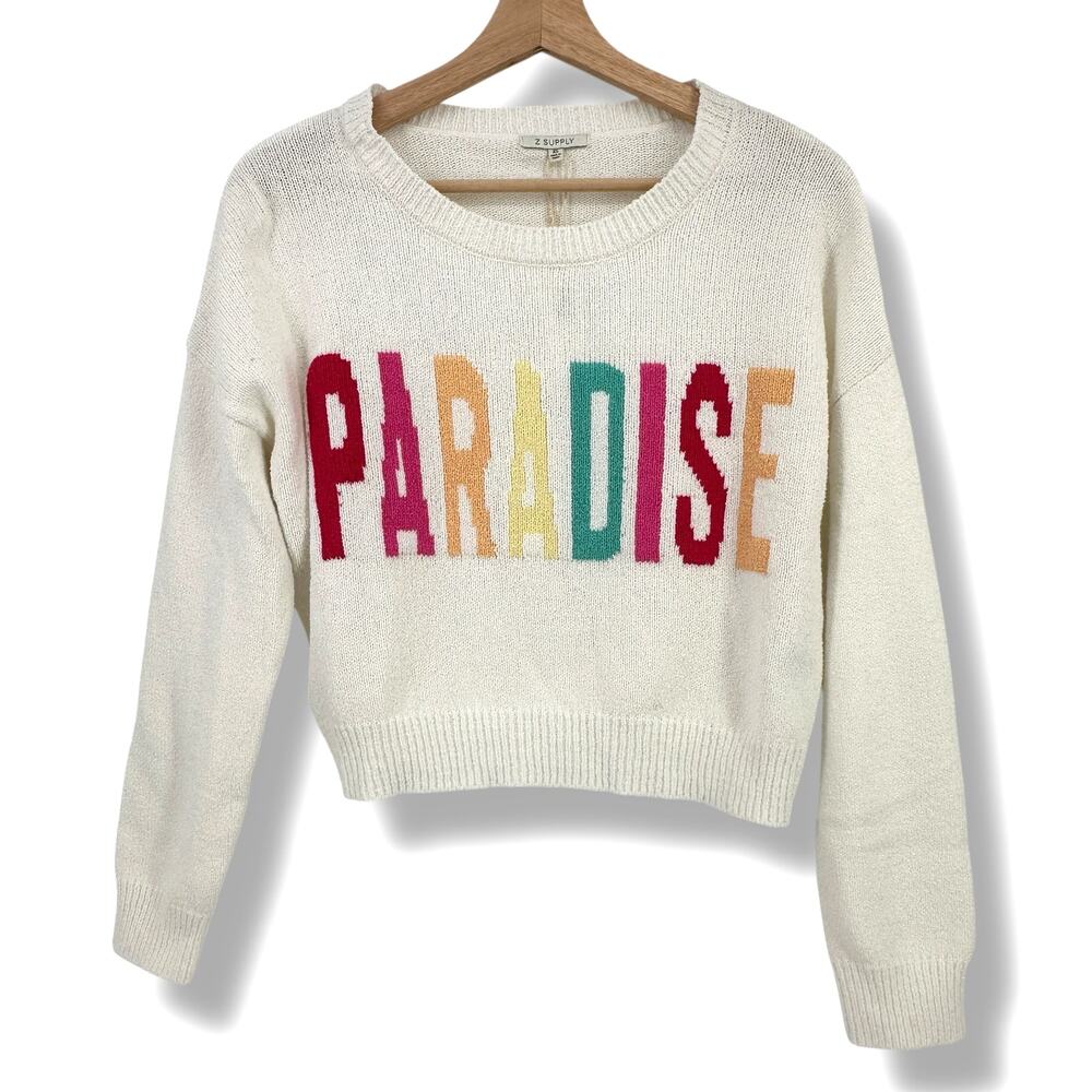 Z Supply Paradise Rainbow Candy Cropped Sweater Womens Size XS